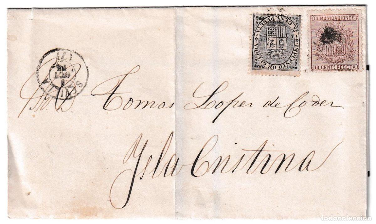 Sellos: 1874. Envuelta de luto de Sevilla a Isla Cristina