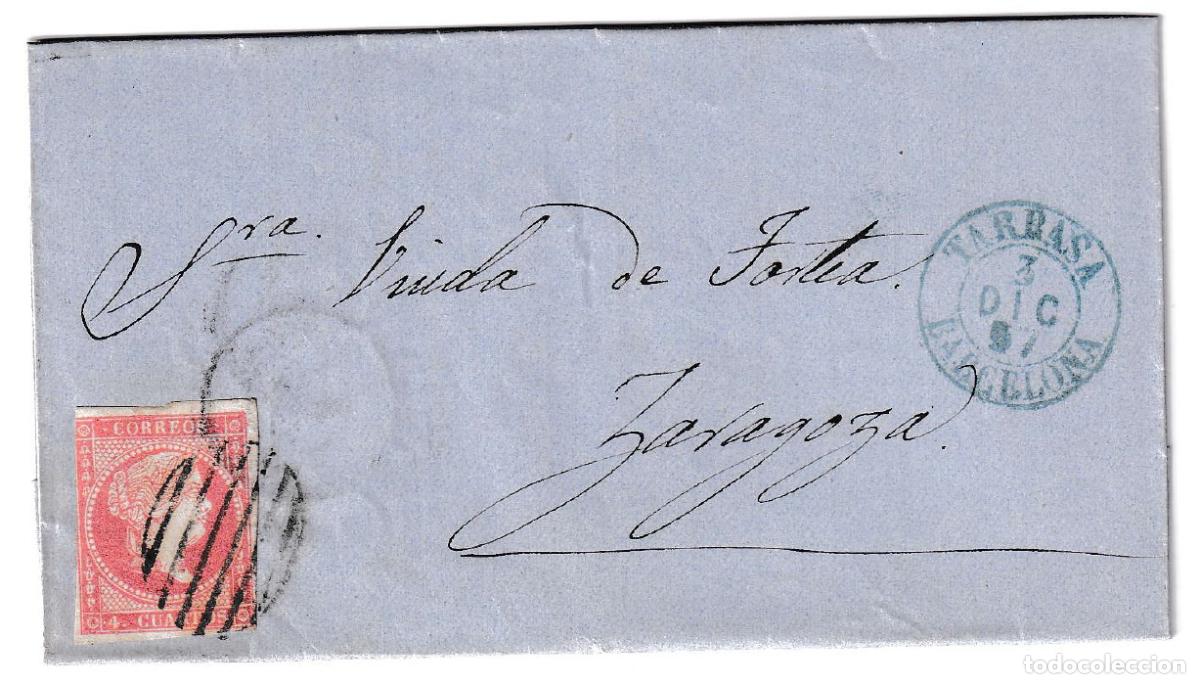 Sellos: 1857. Carta de Tarrasa a Zaragoza