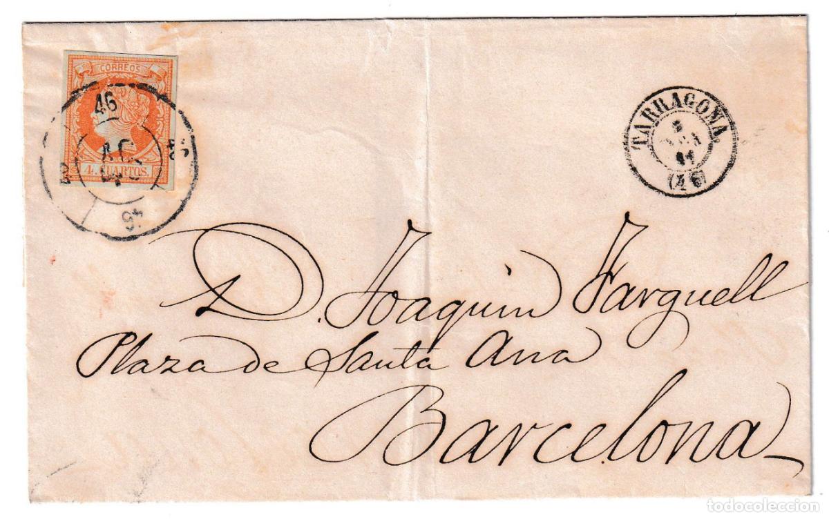 Sellos: 1861. Envuelta de Tarragona a Barcelona