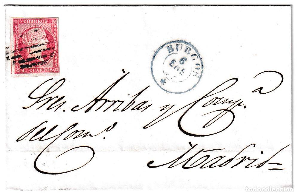 Sellos: 1857. Envuelta de Burgos a Madrid