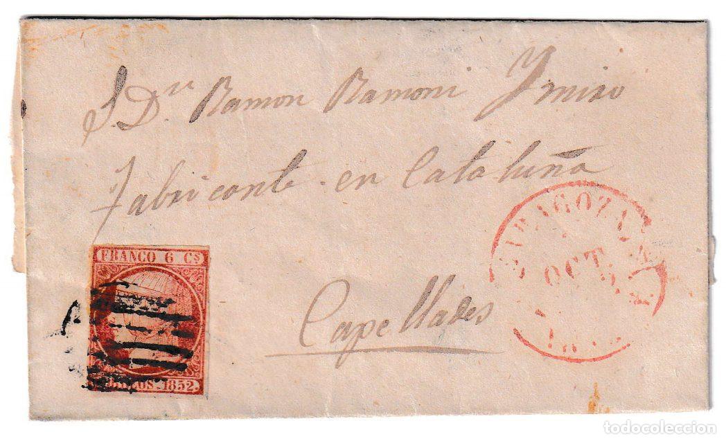 Sellos: 1852. Envuelta de Zaragoza a Capellades