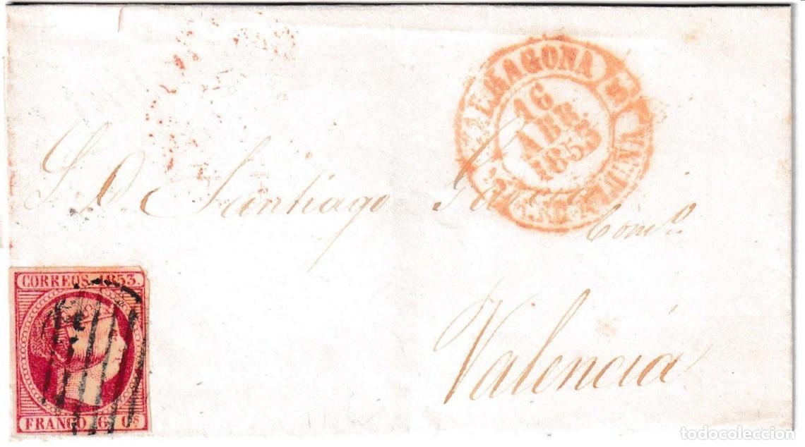 Sellos: 1853. Envuelta de Tarragona a Valencia