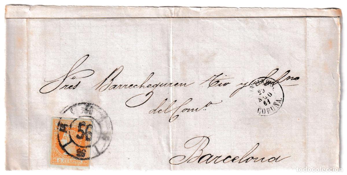 Sellos: 1861. Envuelta de Santiago a Barcelona