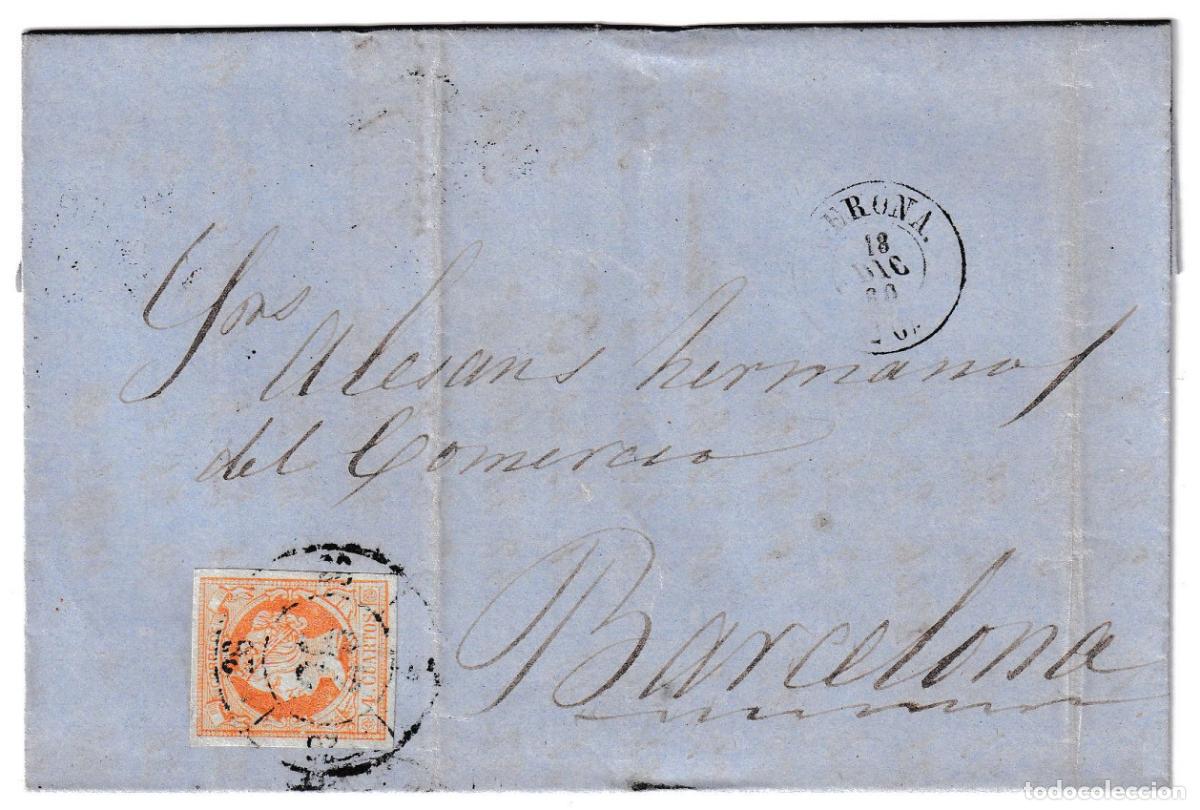 Sellos: 1860. Carta de Gerona a Barcelona