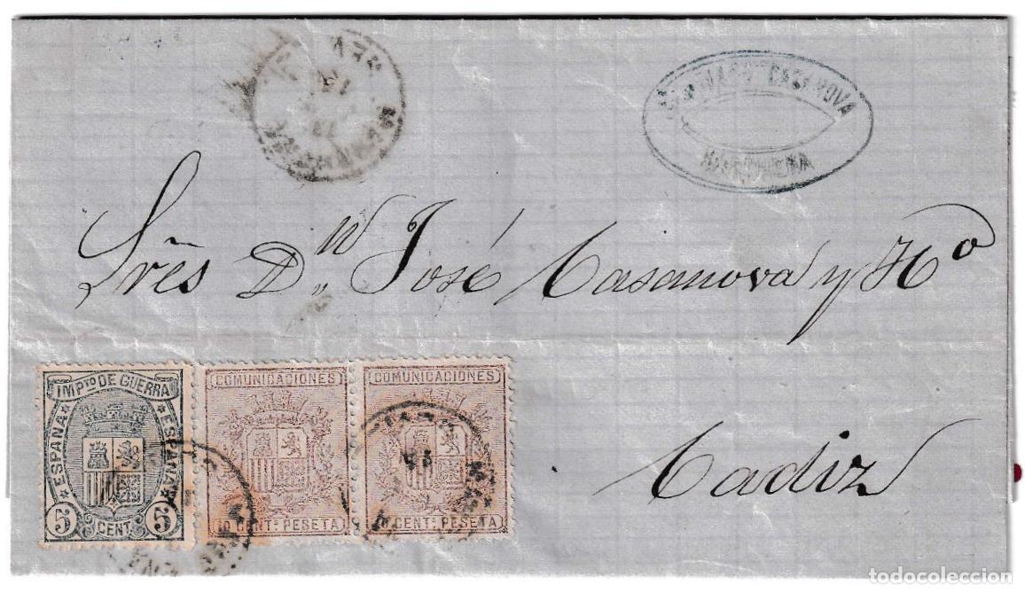 Sellos: 1875. Carta de Marchena a C&aacute;diz
