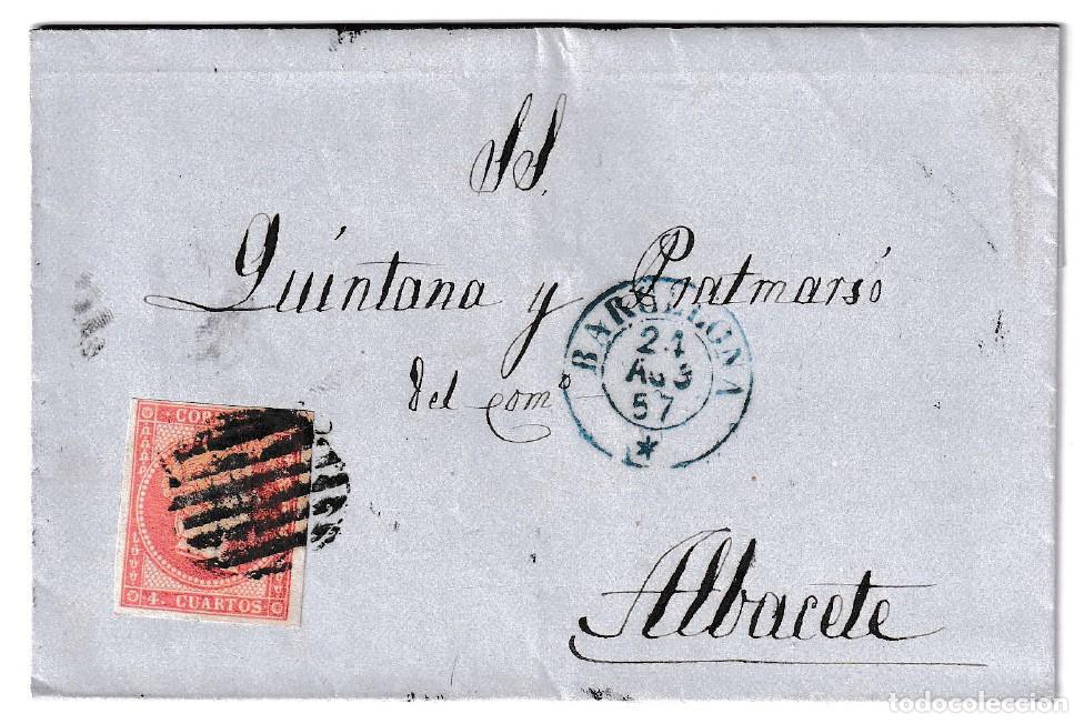 Sellos: 1857. Carta de Barcelona a Albacete