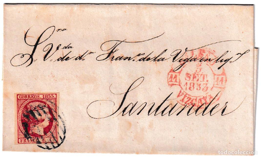 Sellos: 1853. Envuelta de Bilbao a Santander