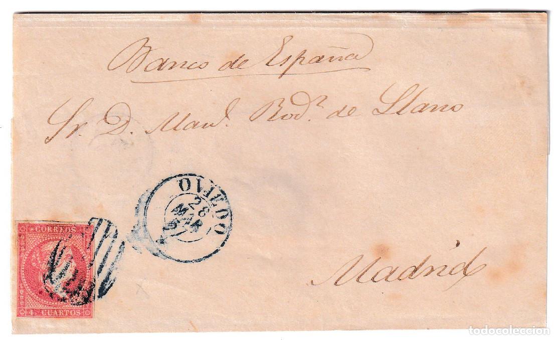 Sellos: 1857. Envuelta de Oviedo a Madrid