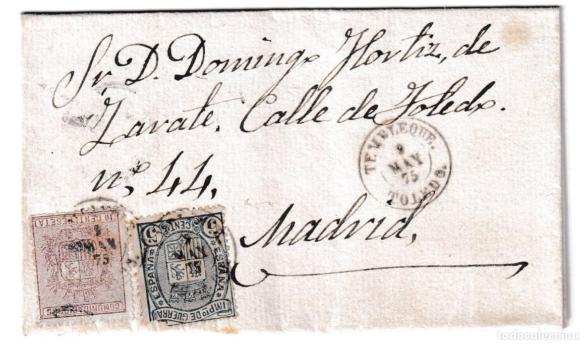 Sellos: 1875. Envuelta de Tembleque a Madrid