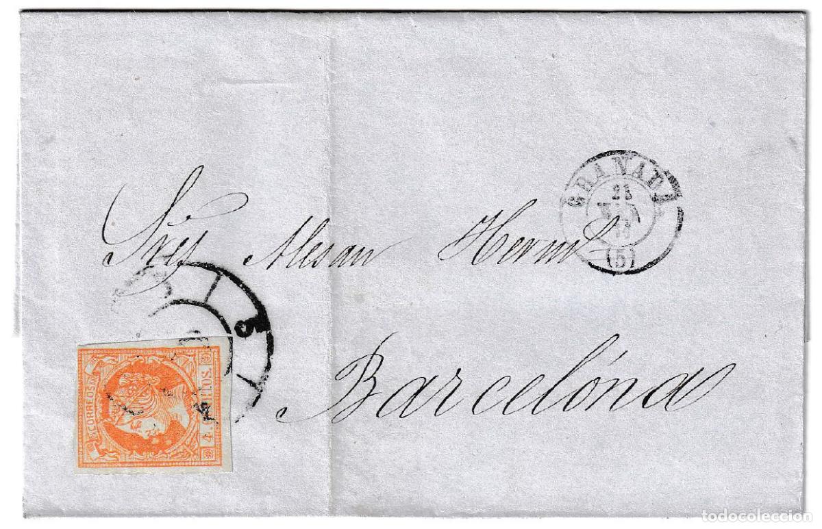 Sellos: 1864. Envuelta de Granada a Barcelona