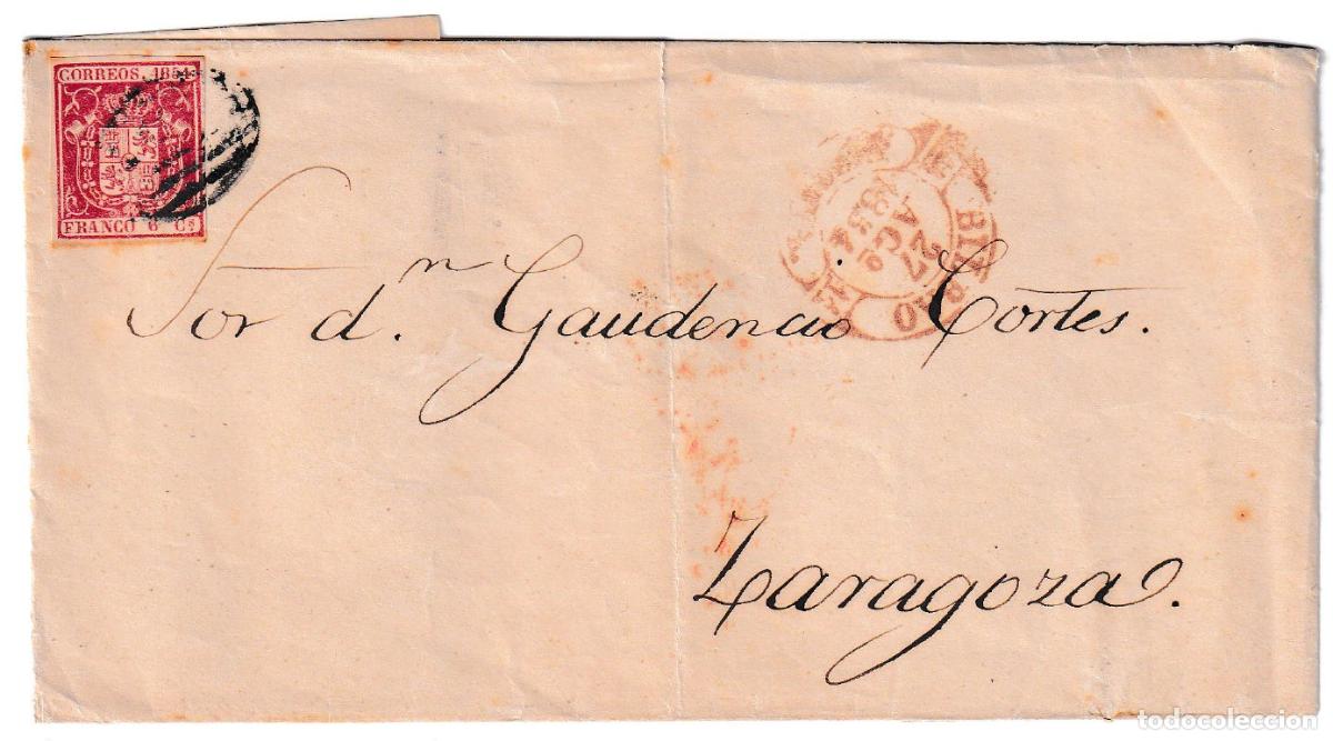 Sellos: 1854. Envuelta de Bilbao a Zaragoza