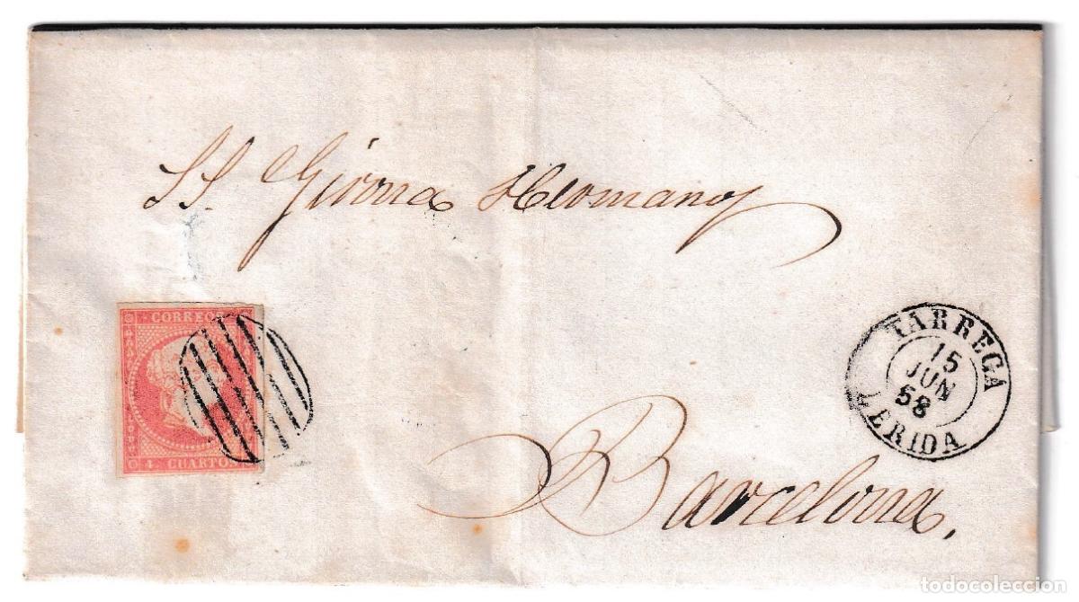 Sellos: 1858. Carta de Tarrega a Barcelona
