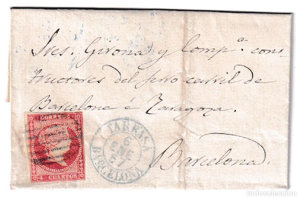 Sellos: 1857. Carta de Tarrasa a Barcelona