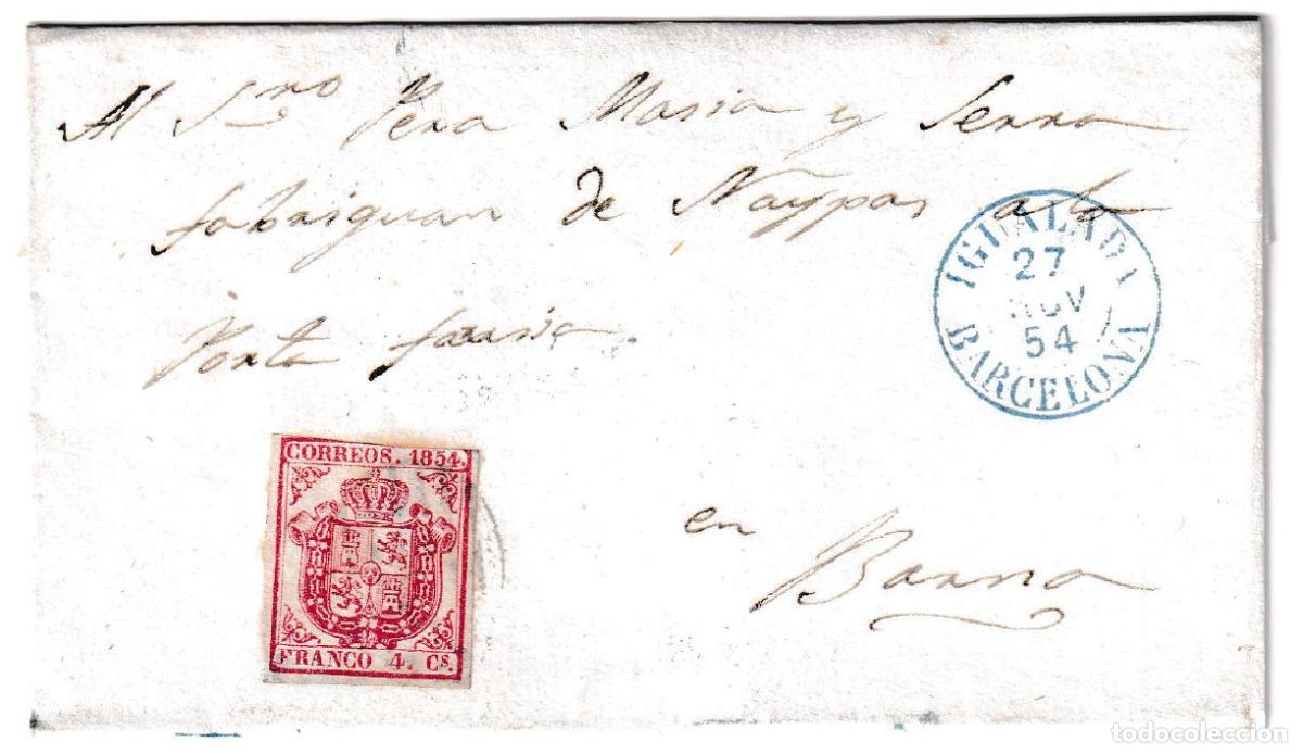 Sellos: 1854. Envuelta de Igualada a Barcelona