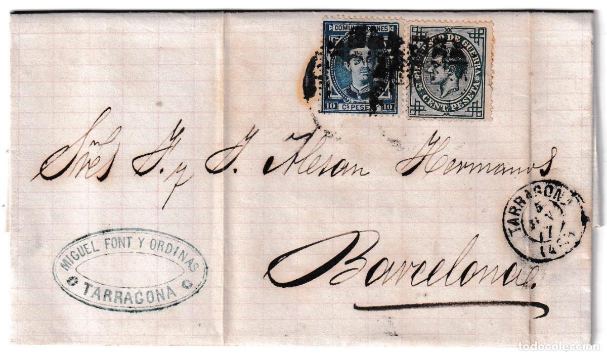 Sellos: 1877. Carta de Tarragona a Barcelona