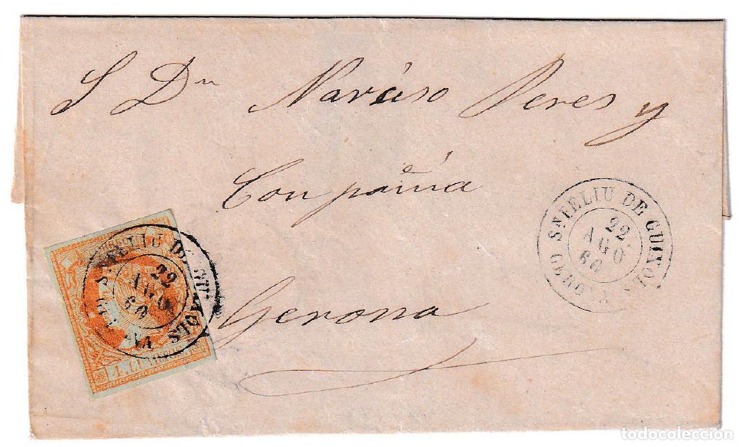 Sellos: 1860. Envuelta de San Feliu de Guixols a Gerona