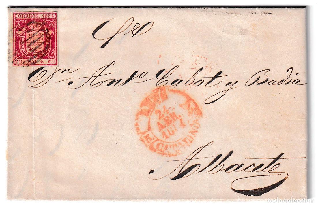Sellos: 1854. Carta de Reus a Albacete