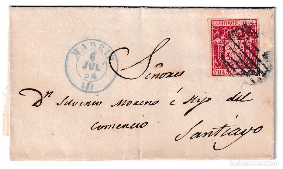 Sellos: 1854. Envuelta de Madrid a Santiago