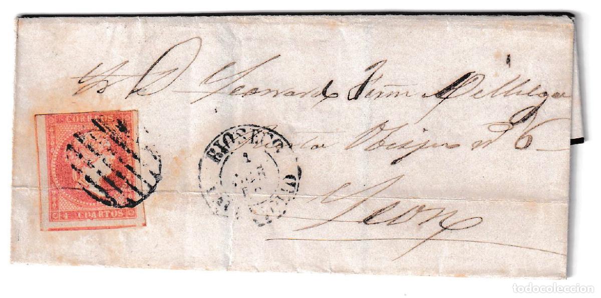 Sellos: 1858. Envuelta de Rioseco a Le&oacute;n