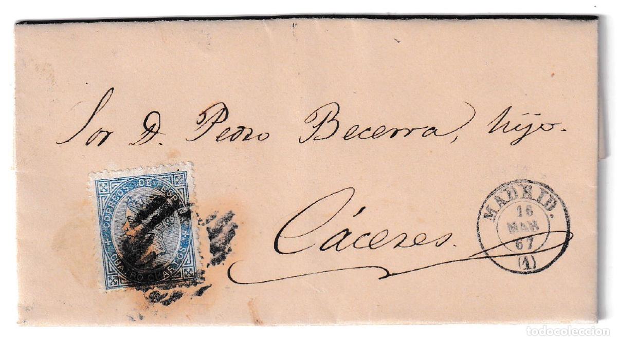 Sellos: 1867. Carta de Madrid a C&aacute;ceres
