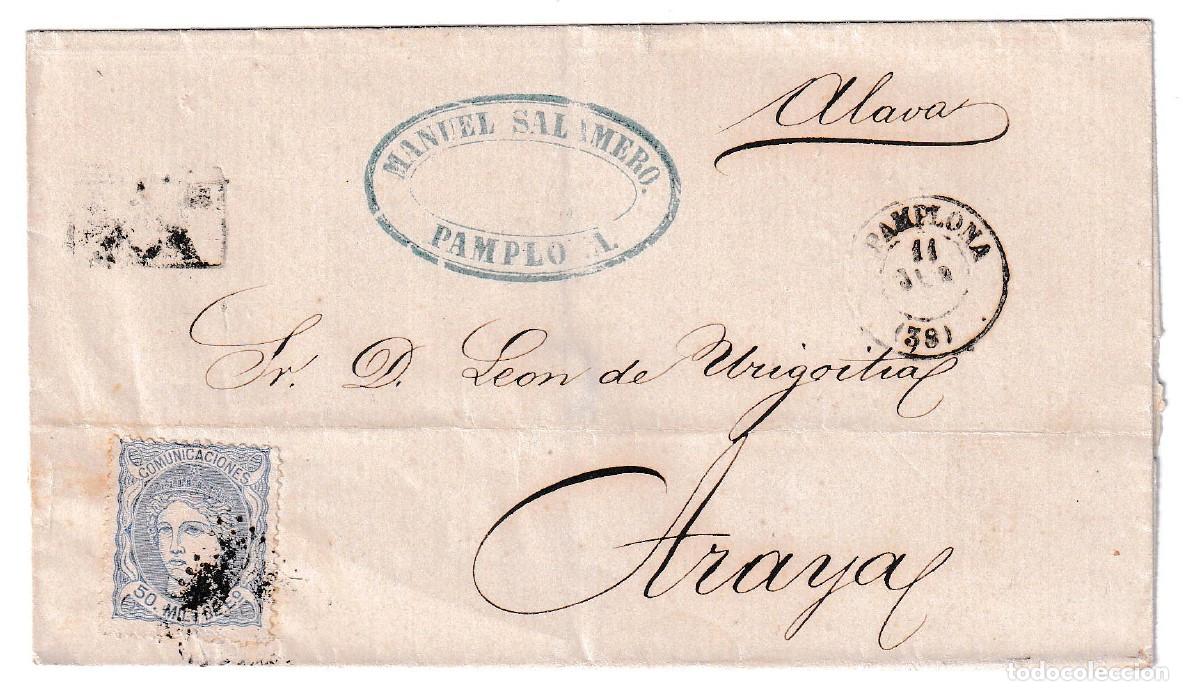 Sellos: 1871. Envuelta de Pamplona a Araya