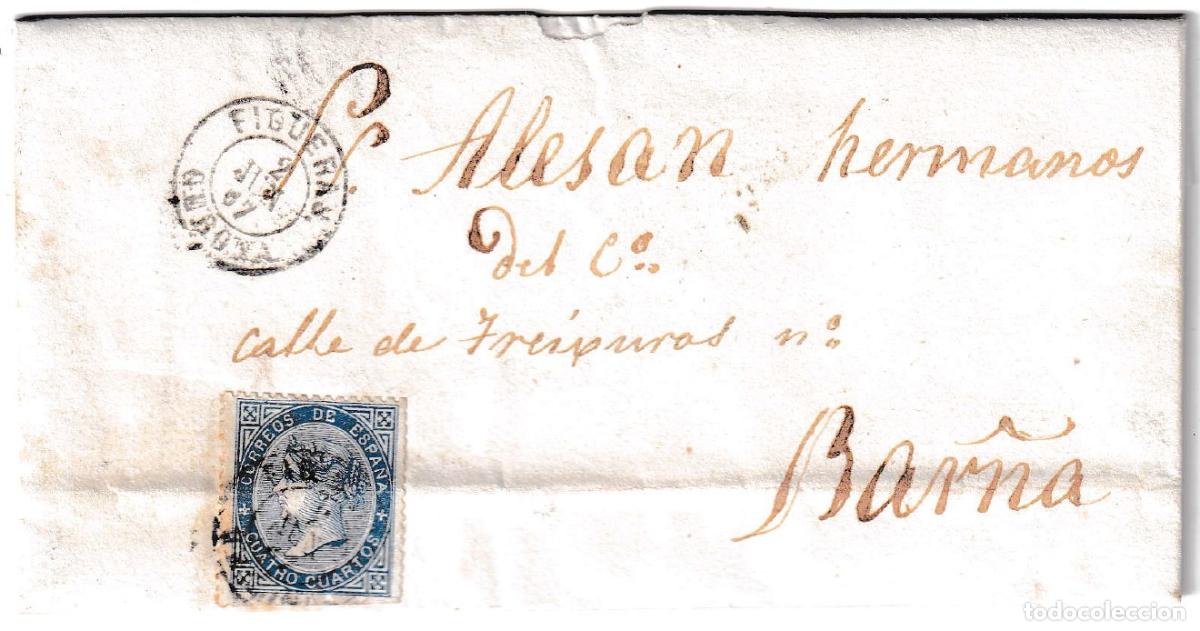 Sellos: 1867. Carta de Figueres a Barcelona