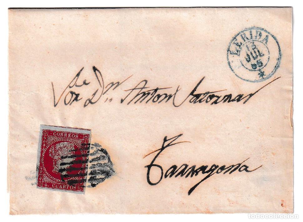 Sellos: 1855. Envuelta de L&eacute;rida a Tarragona