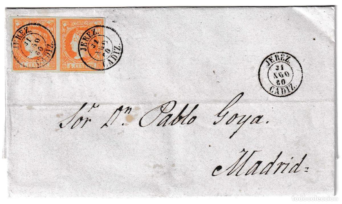 Sellos: 1860. Carta de Jerez a Madrid