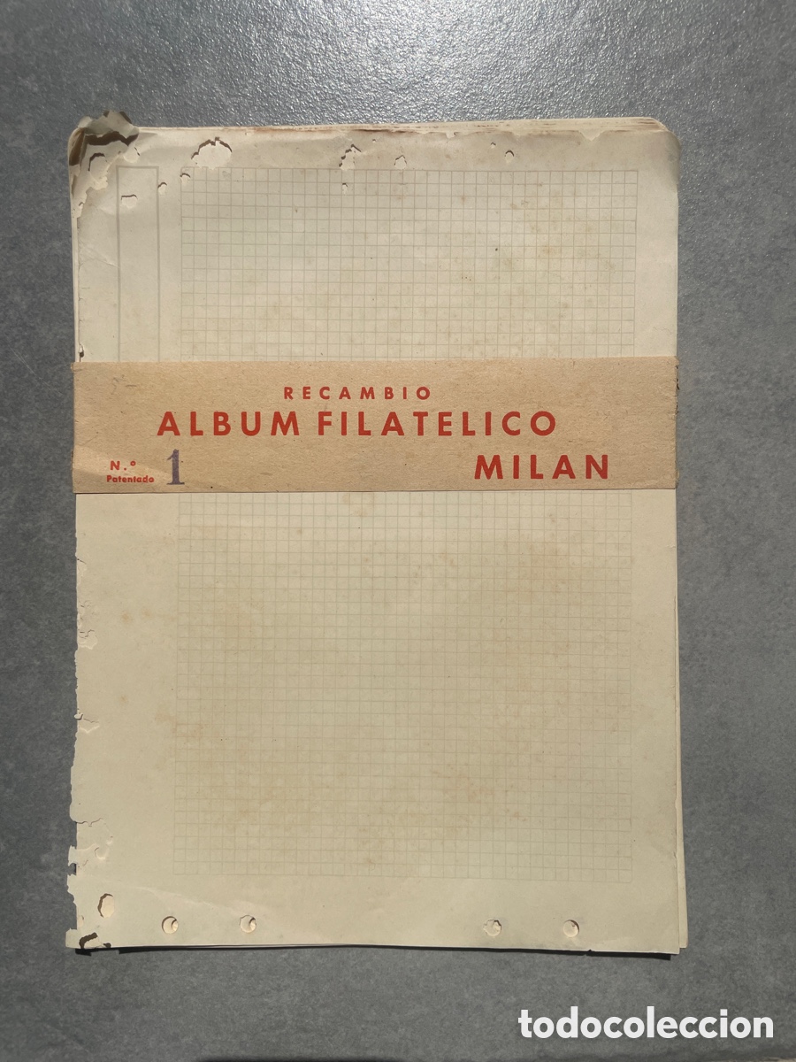 Sellos: Antiguo recambio para &aacute;lbum filat&eacute;lico. Mil&aacute;n. Filatelia