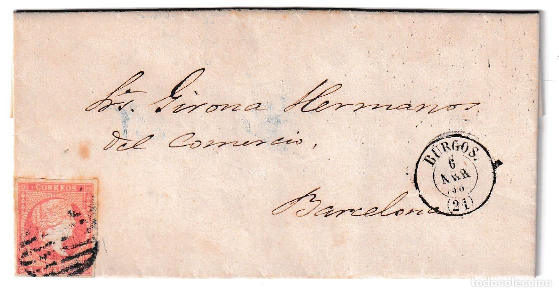 Sellos: 1858. Carta de Burgos a Barcelona