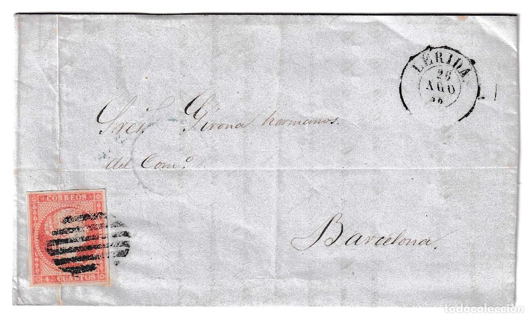 Sellos: 1858. Carta de L&eacute;rida a Barcelona