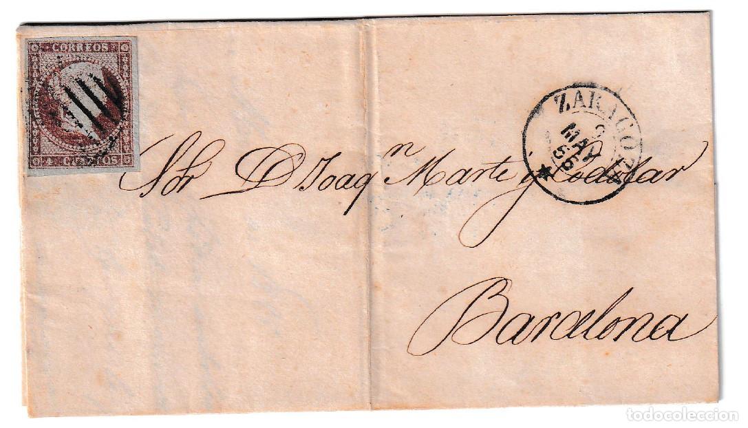 Sellos: 1856. Carta de Zaragoza a Barcelona