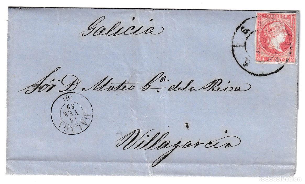 Sellos: 1859. Envuelta de M&aacute;laga a Villagarc&iacute;a