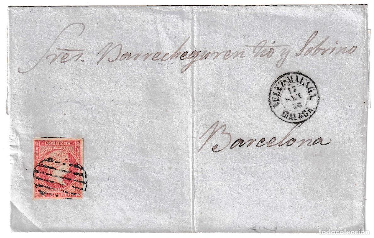 Sellos: 1858. Envuelta de Velez M&aacute;laga a Barcelona II