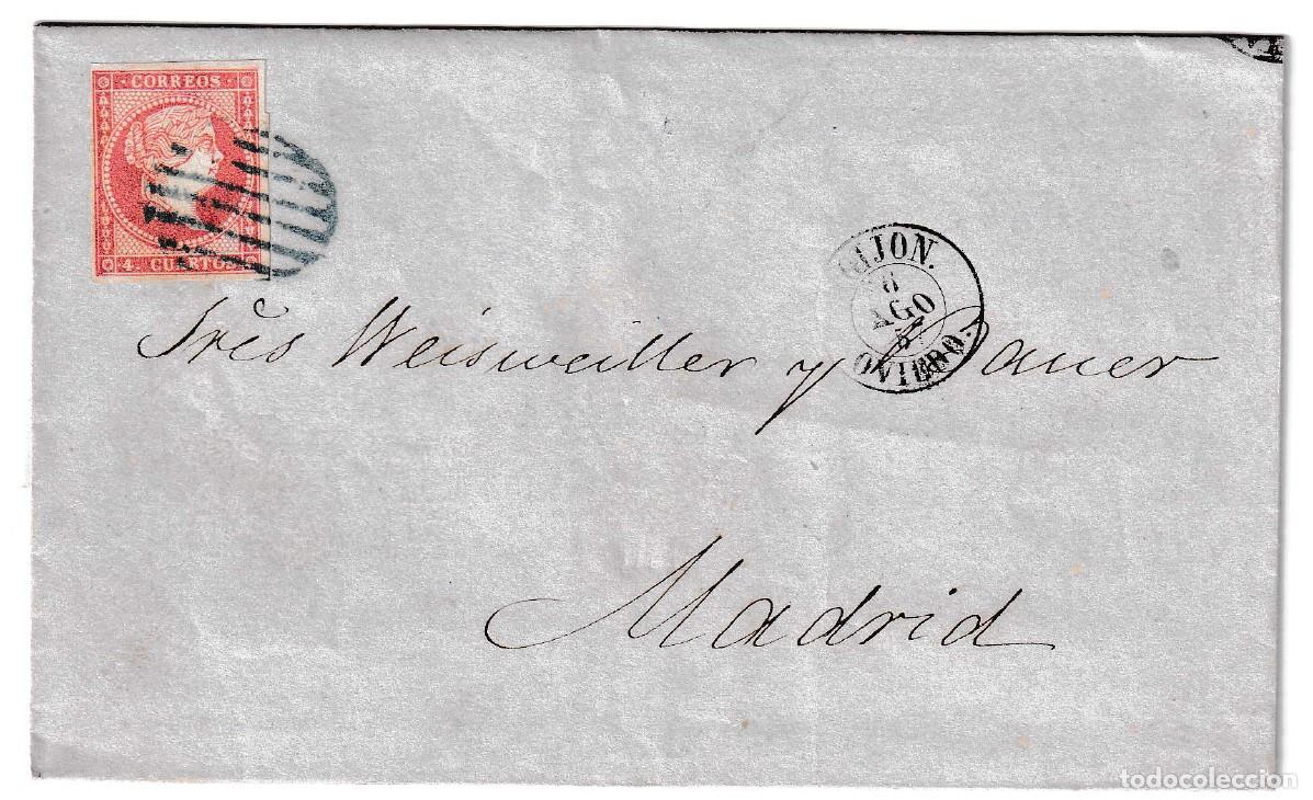 Sellos: 1857. Envuelta de Gij&oacute;n a Madrid