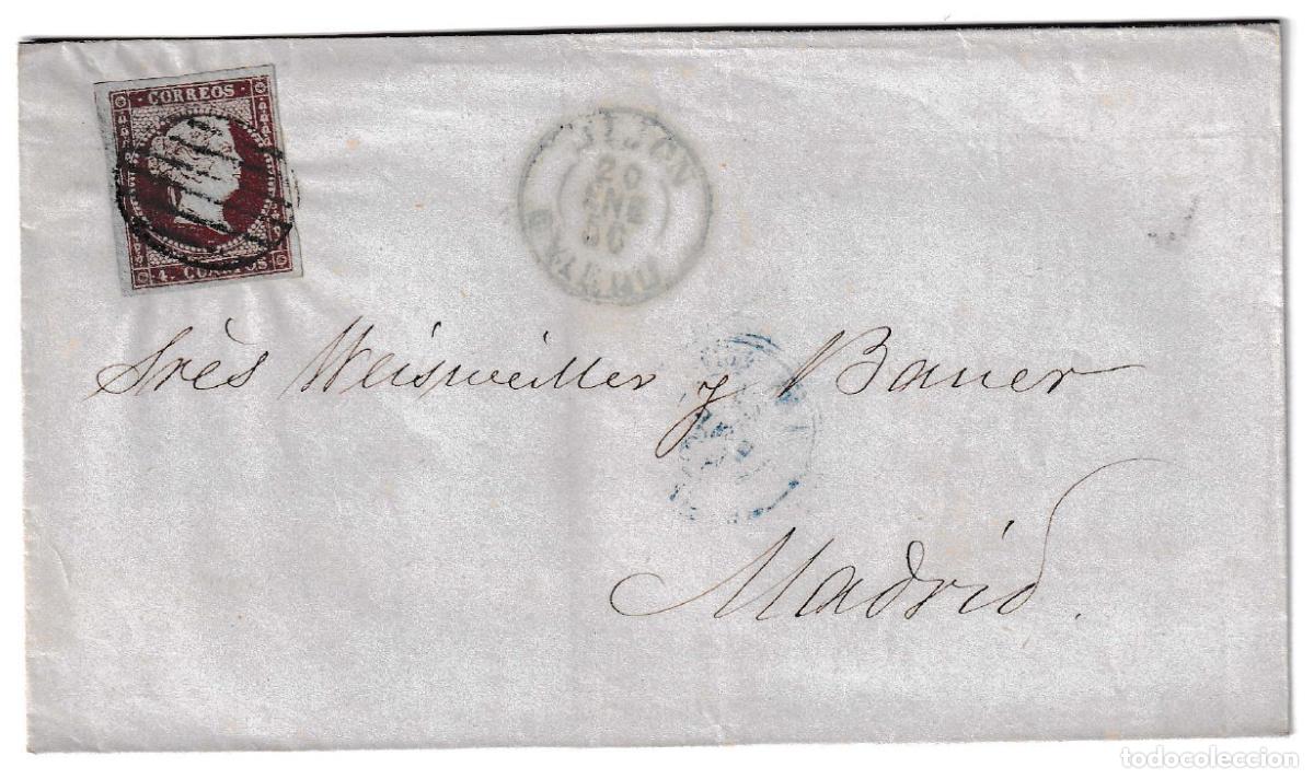 Sellos: 1856. Envuelta de Gij&oacute;n a Madrid