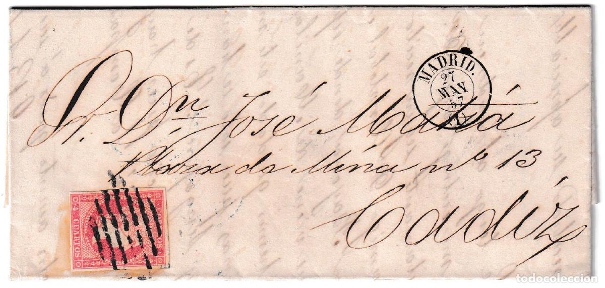 Sellos: 1857. Carta de Madrid a C&aacute;diz