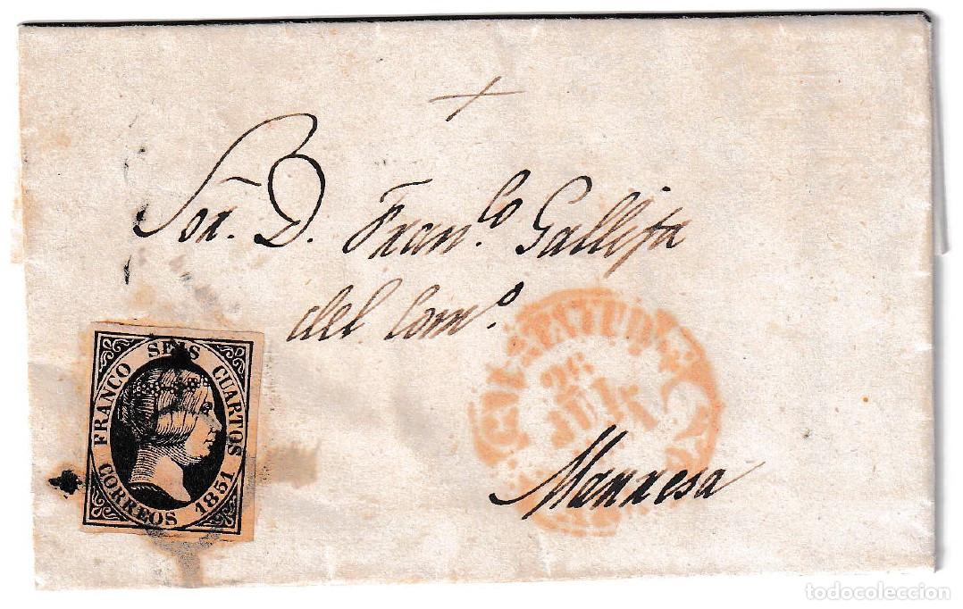 Sellos: 1851. Carta completa de Calatayud a Manresa