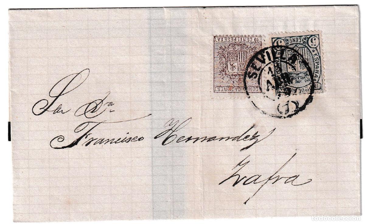 Sellos: 1875. Envuelta de Sevilla a Zafra