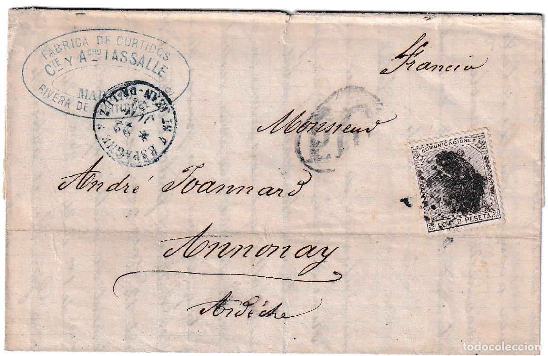 Sellos: 1873. Carta de Madrid a Annonay (Francia)