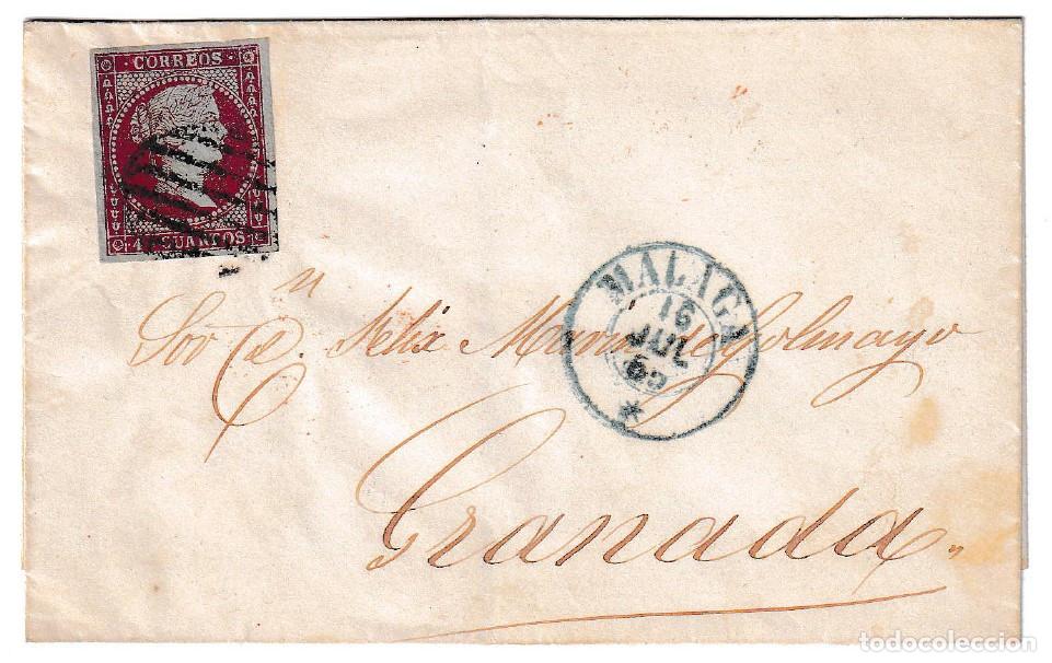 Sellos: 1855. Envuelta de M&aacute;laga a Granada
