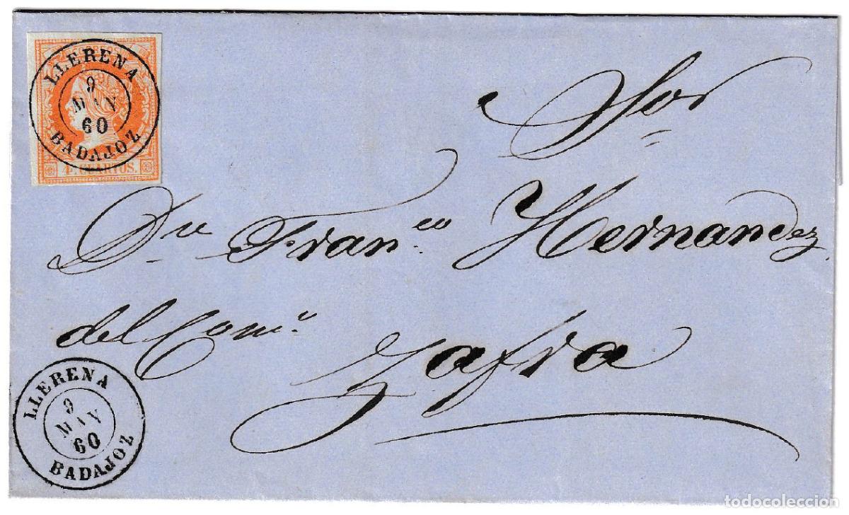 Sellos: 1860. Envuelta de Llerena a Zafra