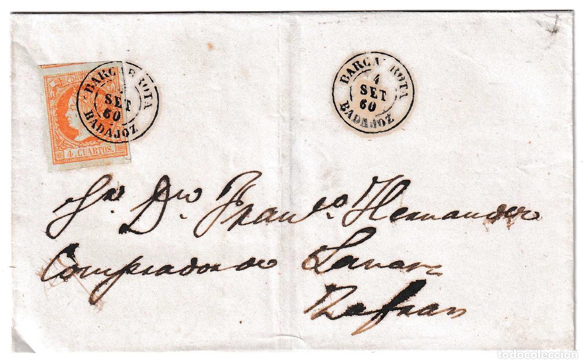 Sellos: 1860. Envuelta de Barcarrota a Zafra