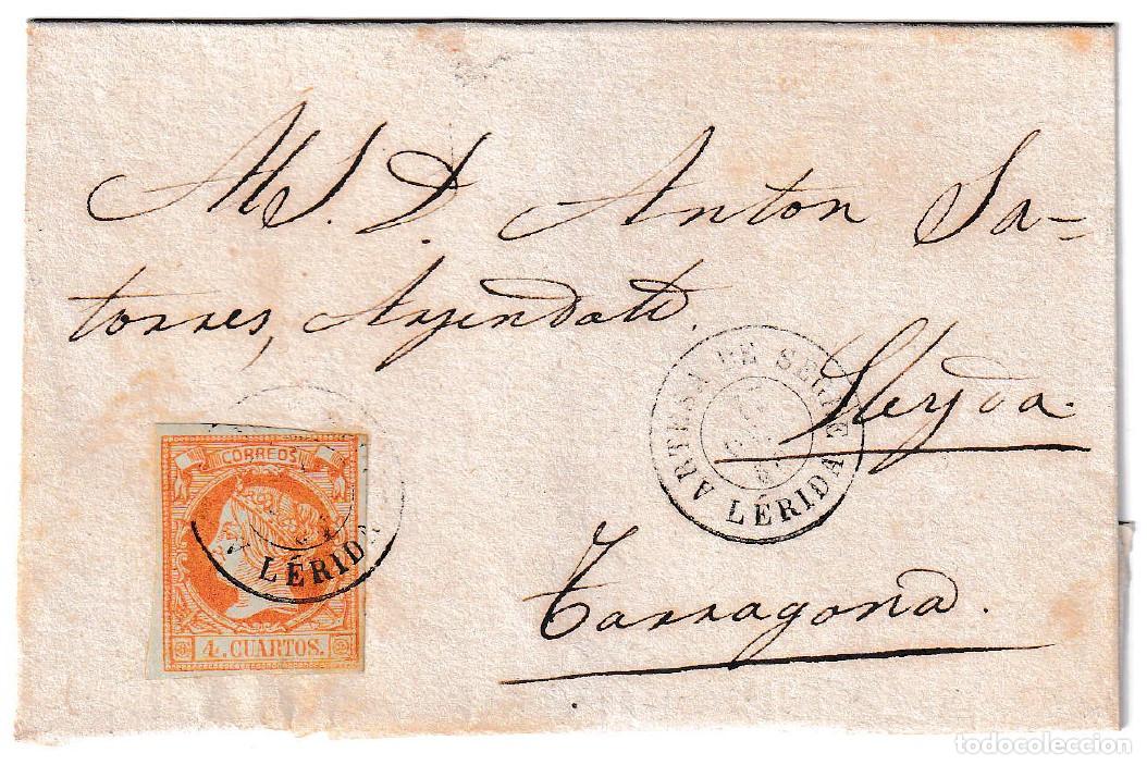 Sellos: 1861. Envuelta de Artesa de Segre a Tarragona