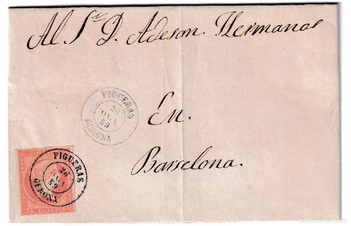 Sellos: 1859. Carta de Figueras a Barcelona