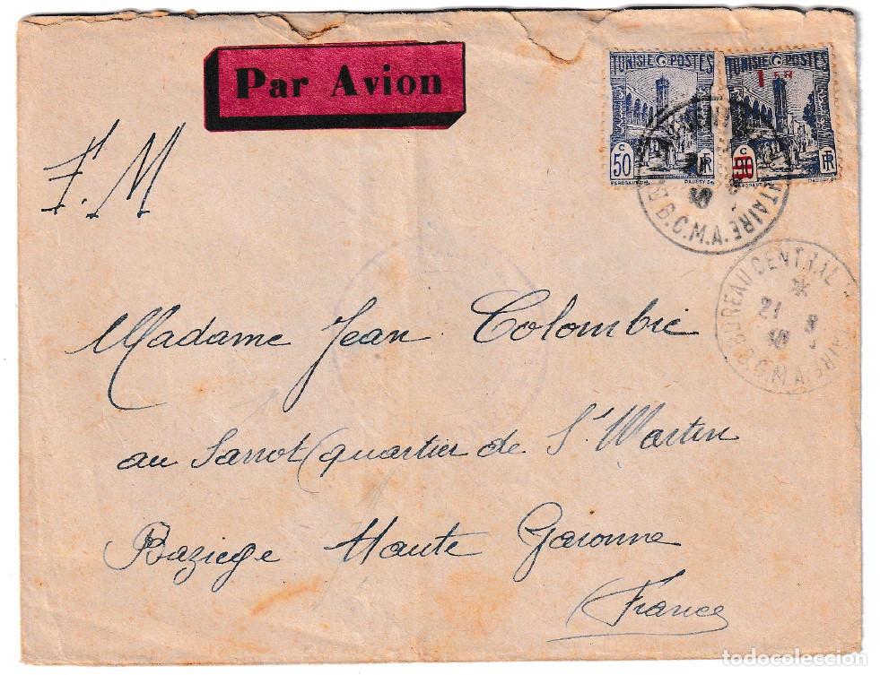 Sellos: 1915. Correo a&eacute;reo de T&uacute;nez a Francia