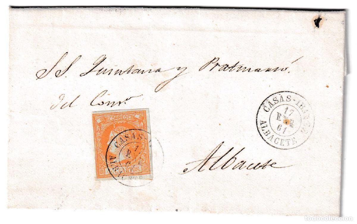 Sellos: 1861. Carta de Casas Iba&ntilde;ez a Albacete