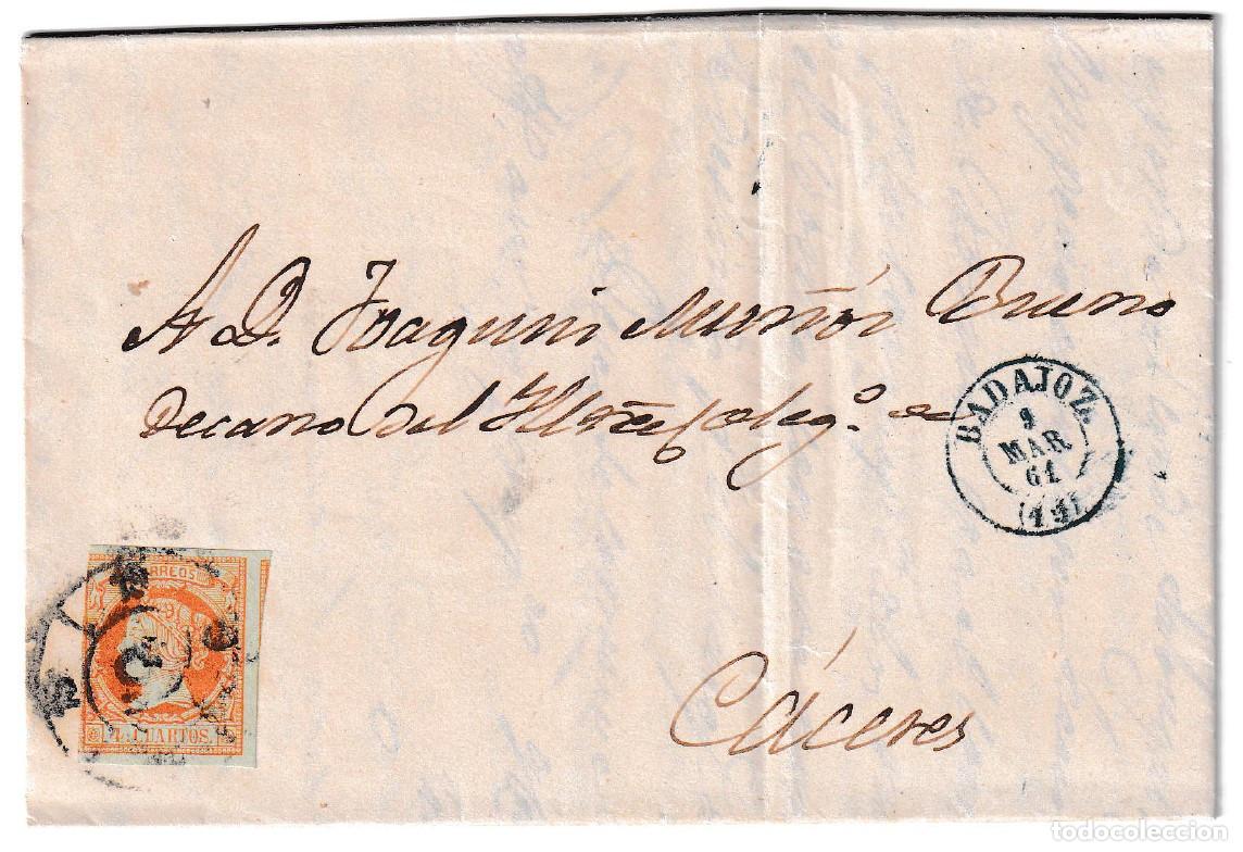 Sellos: 1861. Carta de Badajoz a C&aacute;ceres