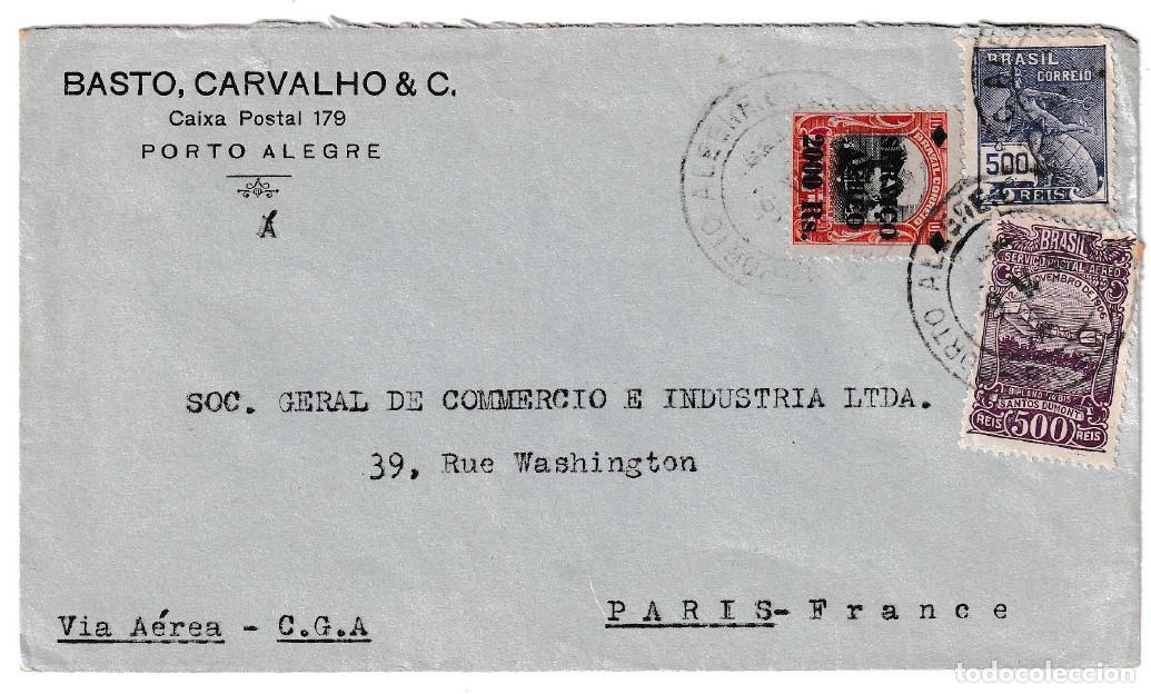 Sellos: 1930. Correo a&eacute;reo de Porto Alegre a Par&iacute;s