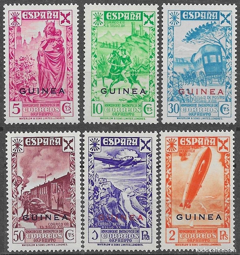 Sellos: 1943. Guinea Espa&ntilde;ola. Estado Espa&ntilde;ol. N&ordm; 12/17 Edifil. Serie Beneficencia sin fijasello. Lujo.